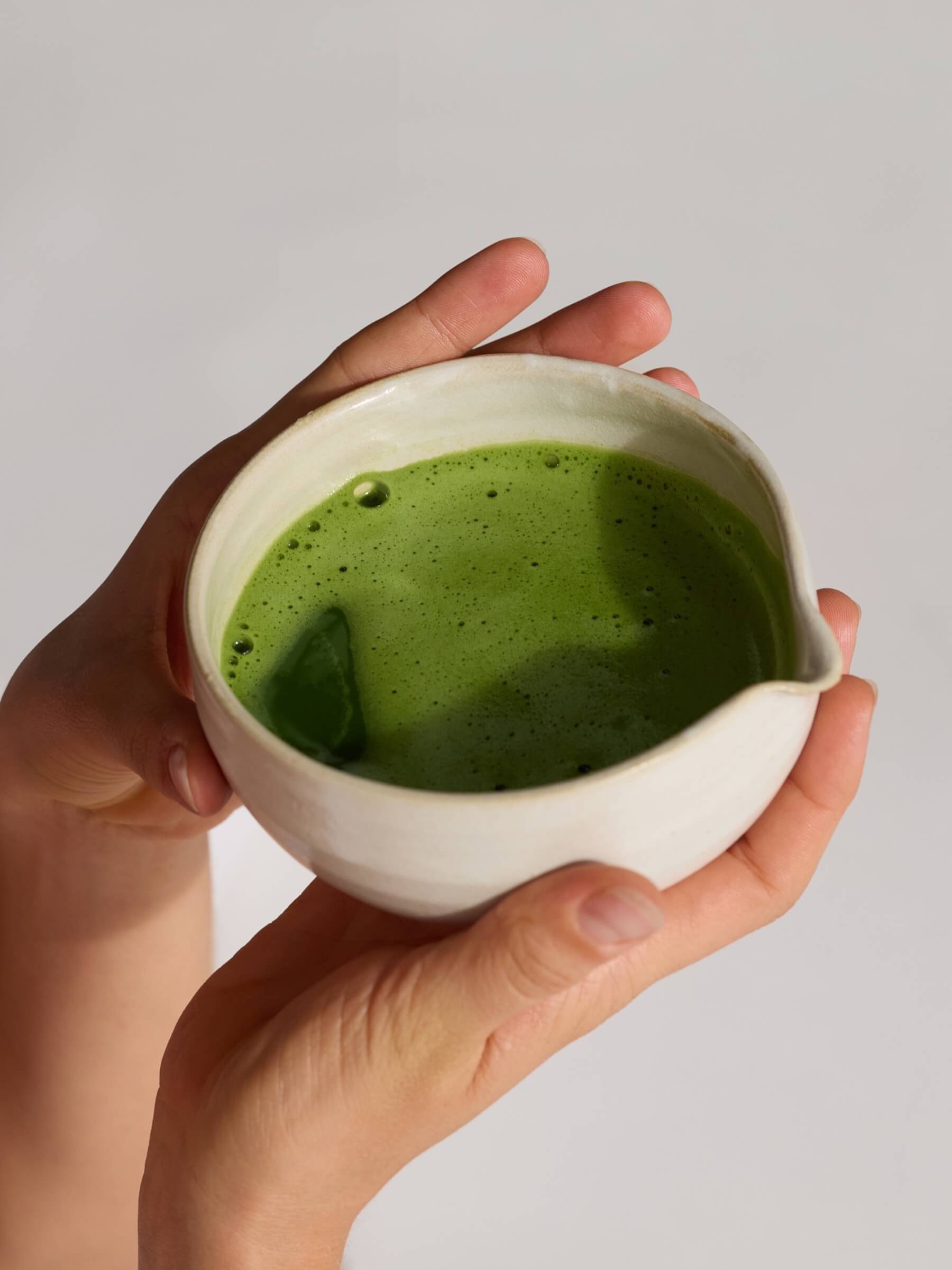 My Matcha Co. organic ceremonial matcha latte in a traditional matcha bowl chawan
