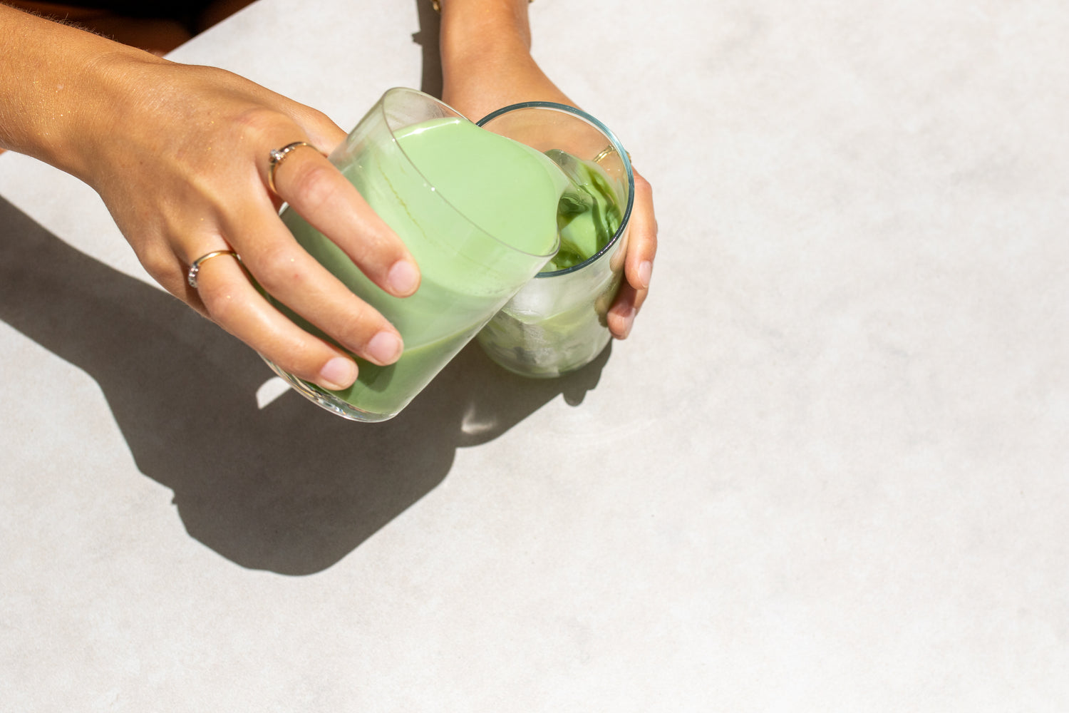 My Matcha Co. Iced Matcha Latte Pouring Into Cup